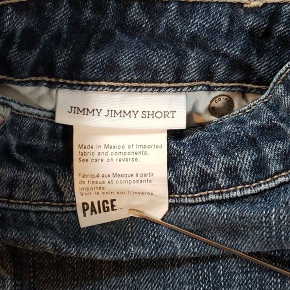Paige Jimmy Jimmy Jean Raw Edge Shorts Medium Wash Cuffed 28 - Picture 7 of 8